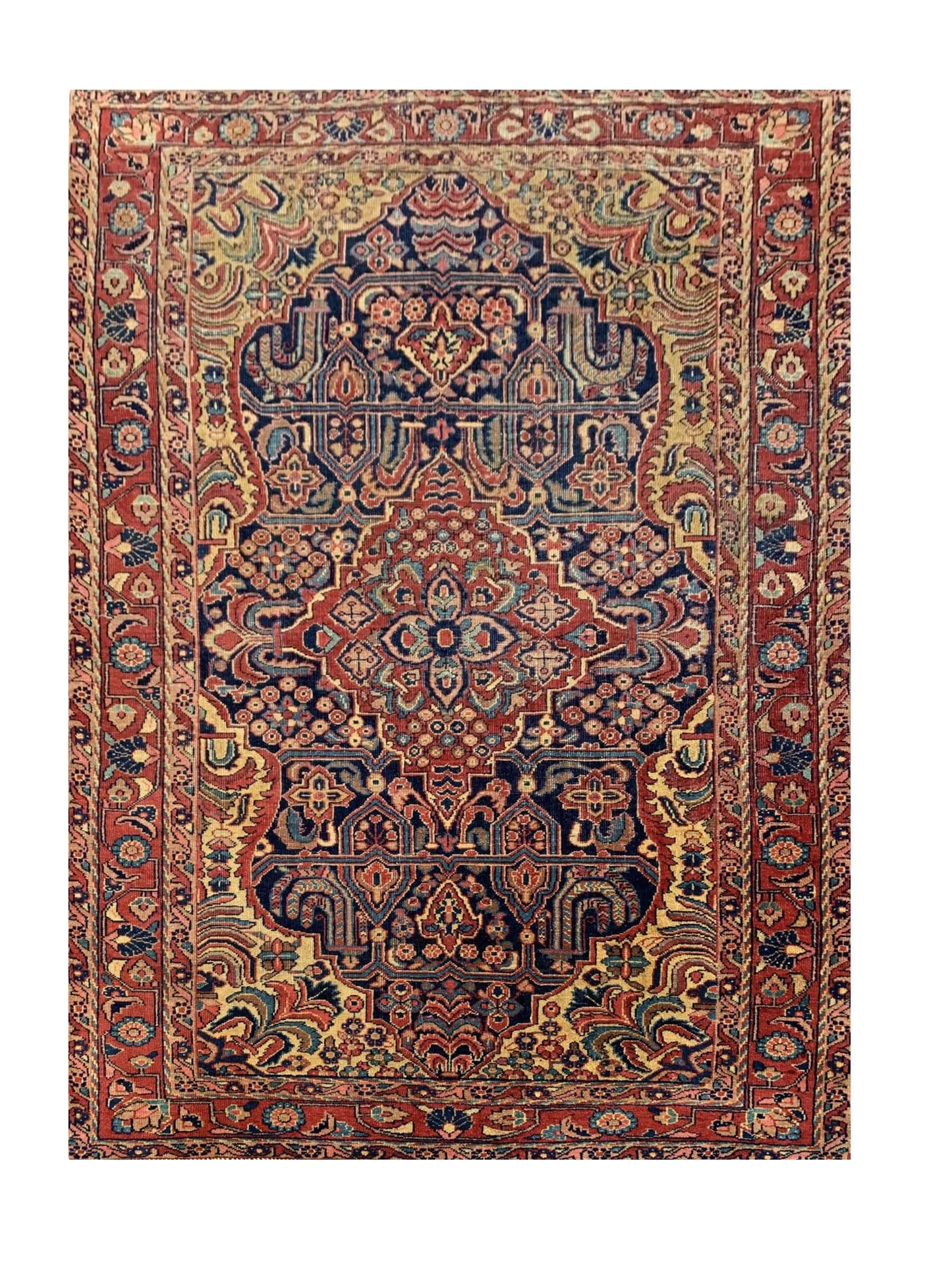 Amazing Hand Knotted Antique Hareez Wool Area Rug 6.8 x 4.2 Ft