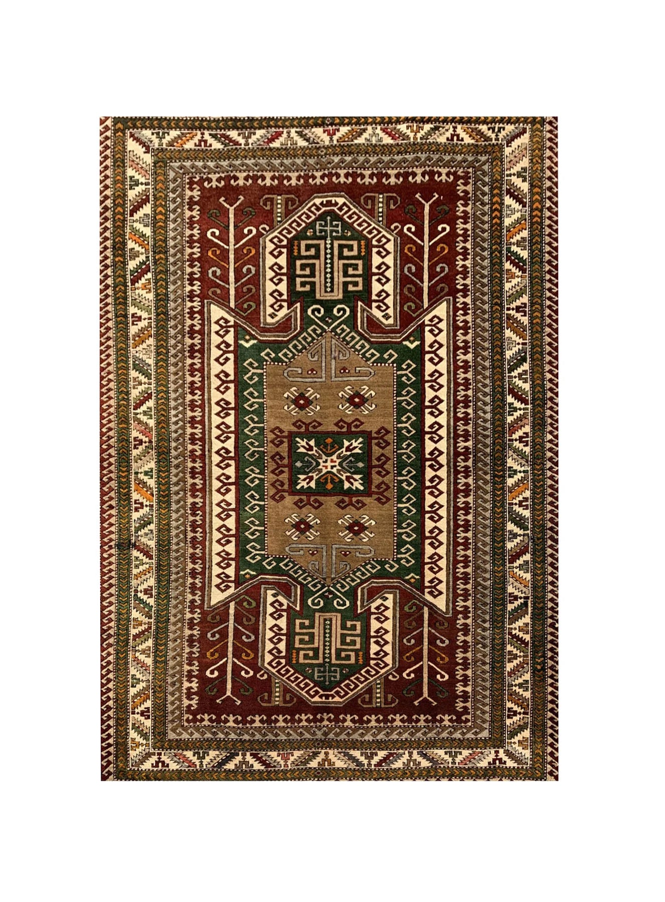 Amazing Hand Knotted Vintage Turkish Wool Area Rug 7.0 x 5.2 Ft