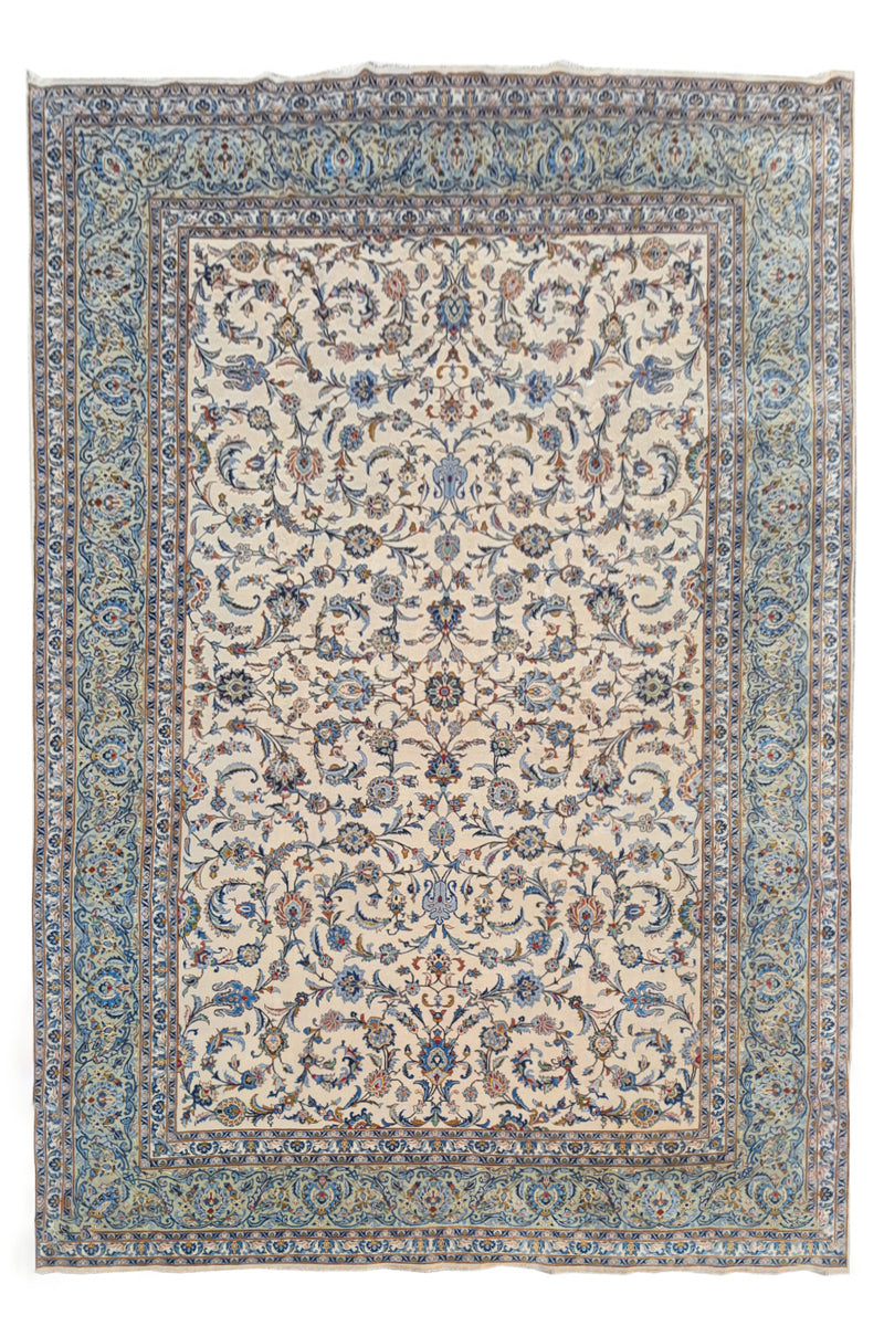 Authentic Hand Knotted Vintage Qashoun Wool Area Rug 13.10 x 9.8 Ft (1498 Ger-4)