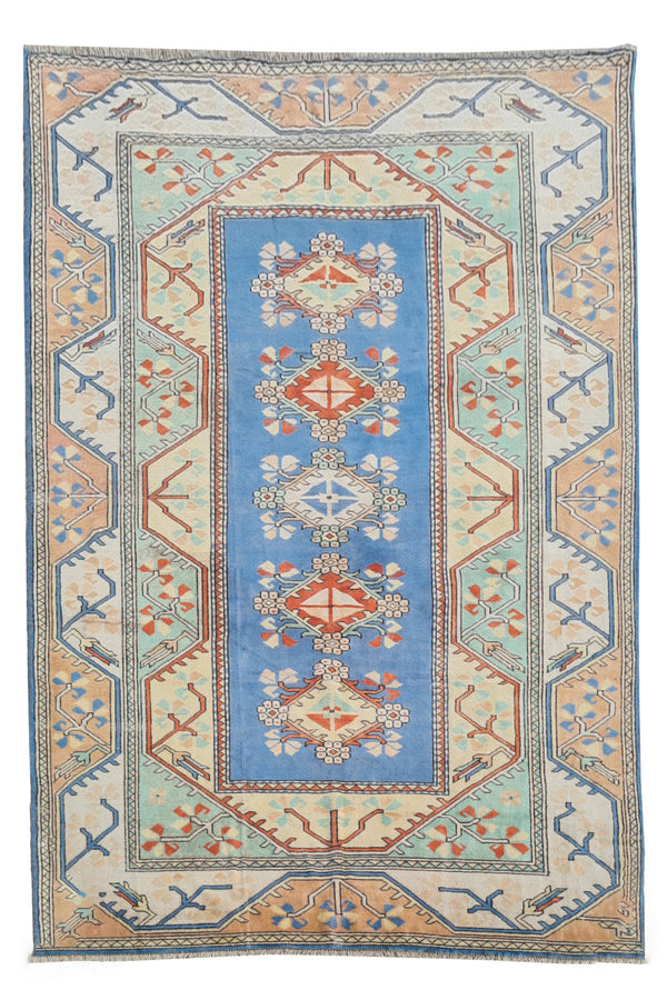 Authentic Hand Knotted Vintage Kurdi Wool Area Rug 10.1 x 6.8 Ft (1427 Ger-4)