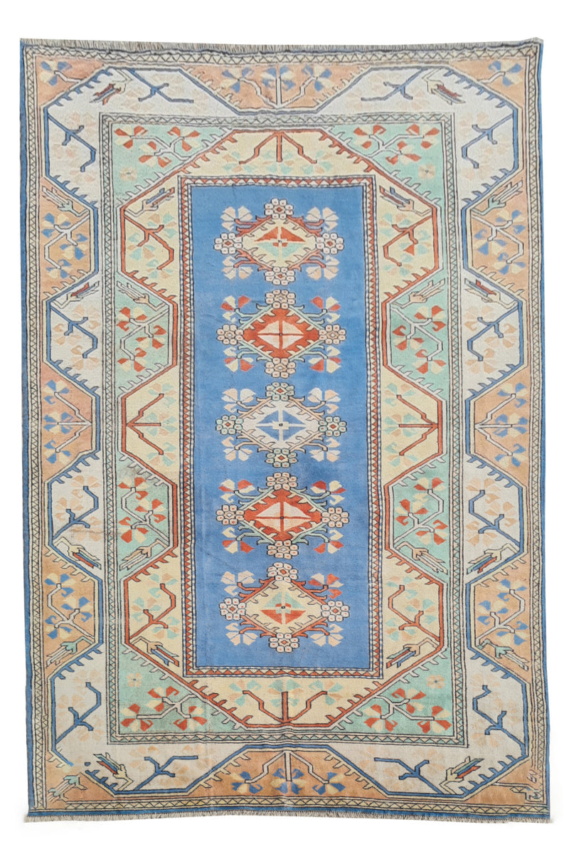 Authentic Hand Knotted Vintage Kurdi Wool Area Rug 10.1 x 6.8 Ft (1427 Ger-4)