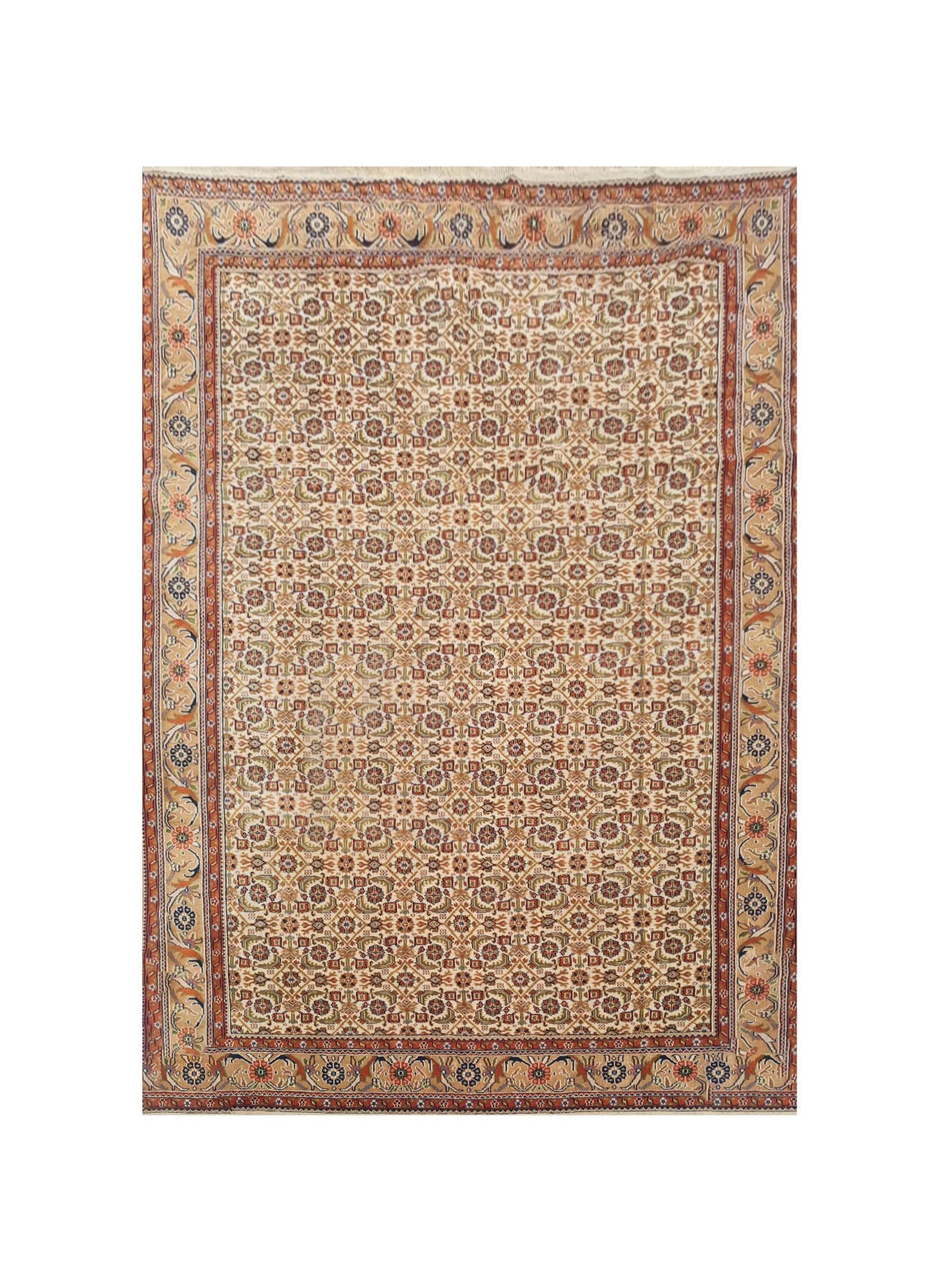 Authentic Hand Knotted Vintage Bijour Wool Area Rug 11.5 x 8.3 Ft (70 Ger-4)