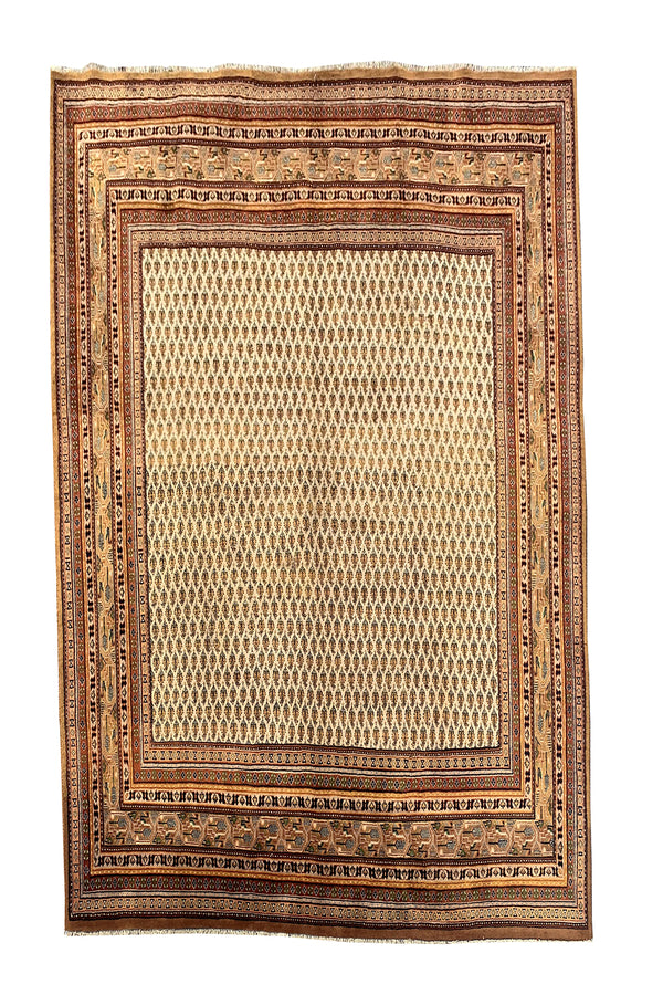 AUTHENTIC HAND KNOTTED BADAM GUL WOOL AREA RUG 6.9 X 6.6 FT (463 GER)