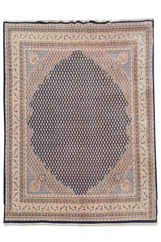 Authentic Hand Knotted Vintage Badam Gul Wool Area Rug 8.1 x 6.4 Ft (1445 Ger-4)