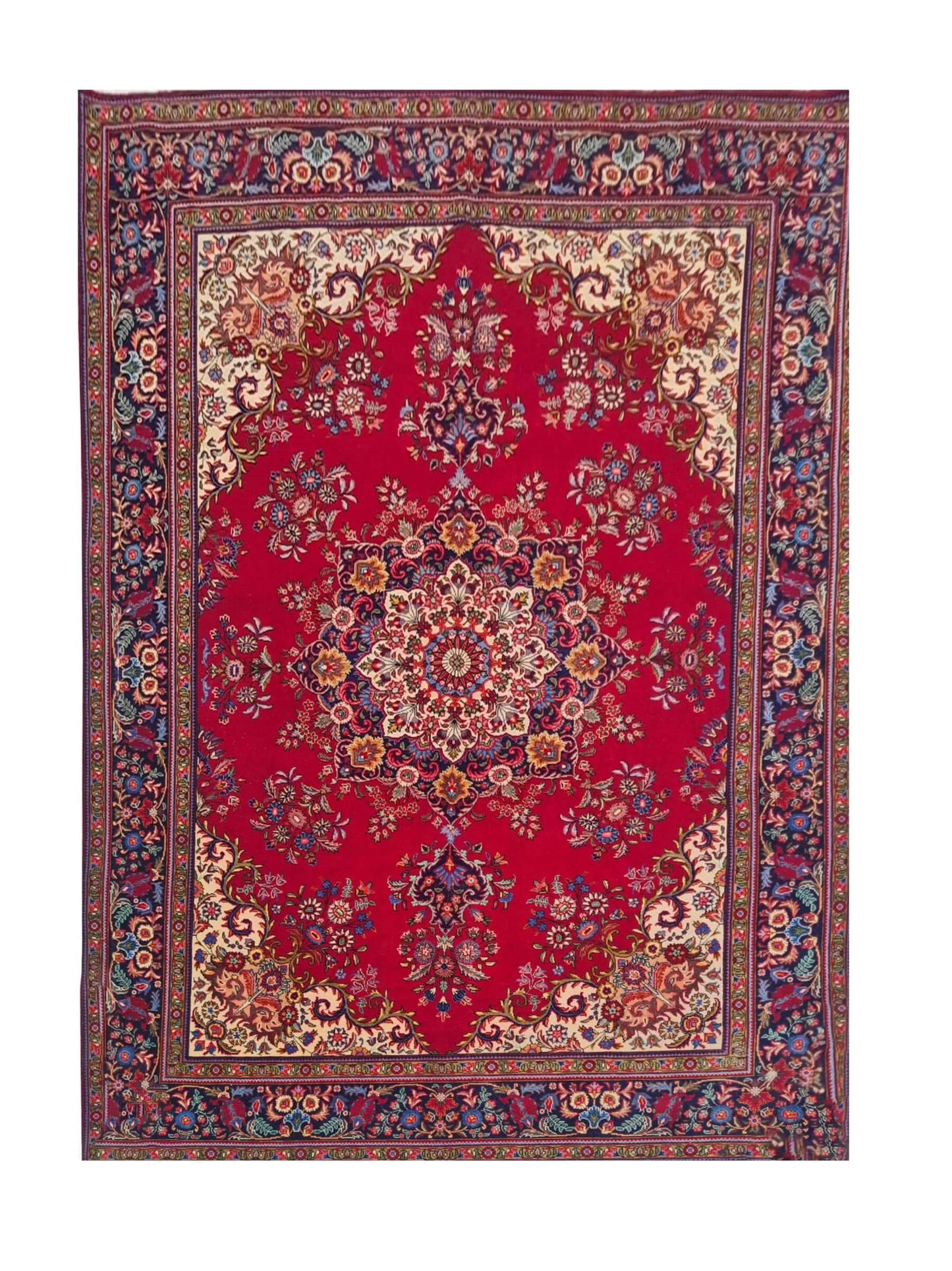 Amazing Hand Knotted Vintage Tabreez Wool Area Rug 11.4 x 8.3 Ft