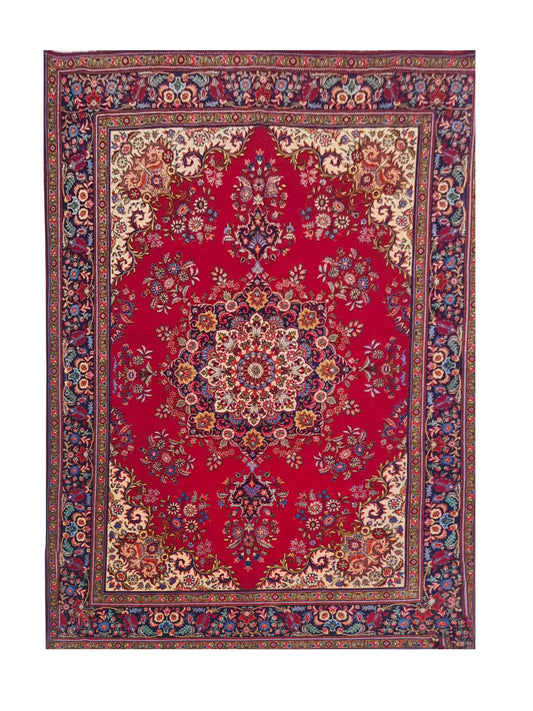 Amazing Hand Knotted Vintage Tabreez Wool Area Rug 11.4 x 8.3 Ft