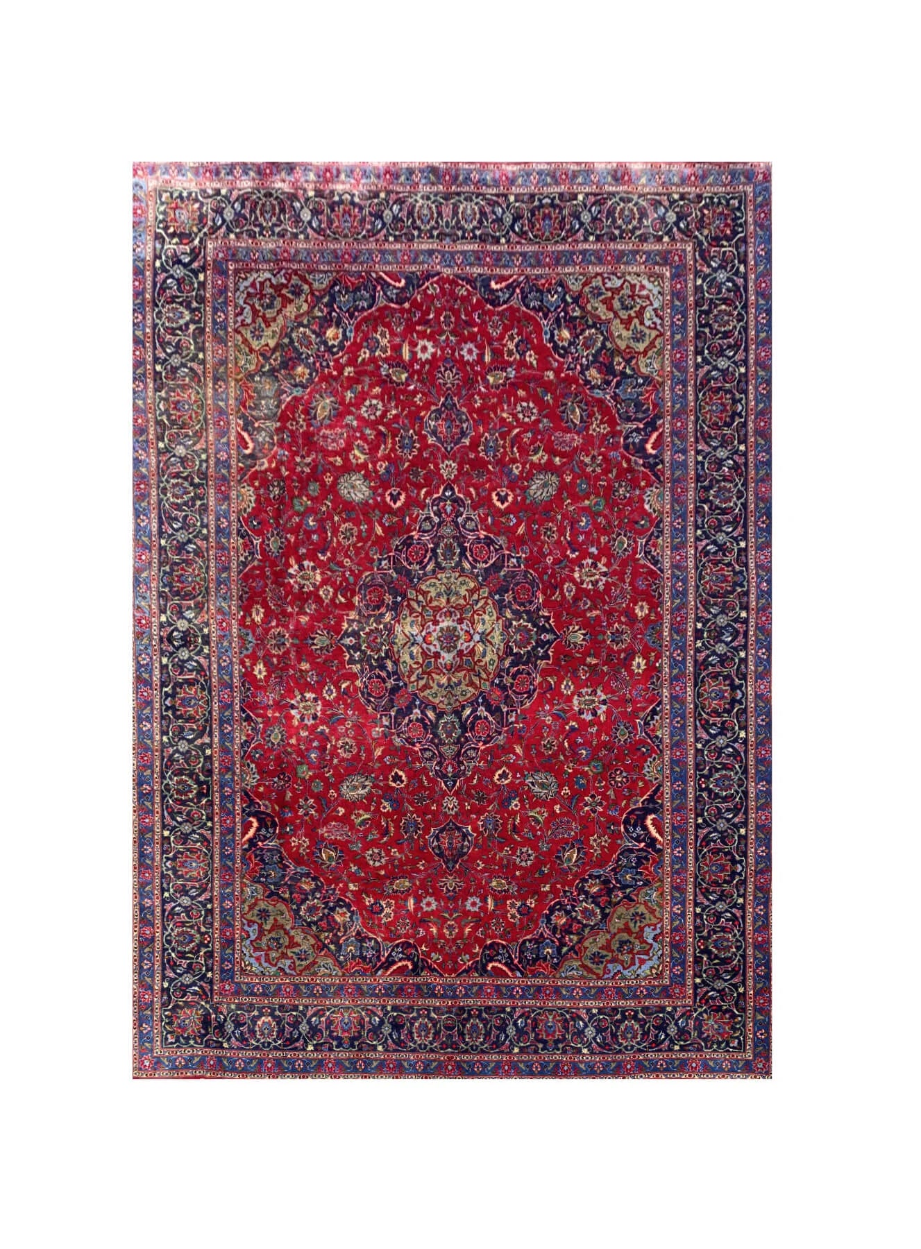 Amazing Hand Knotted Vintage Qashoun Wool Area Rug 11.4 x 8.2 Ft