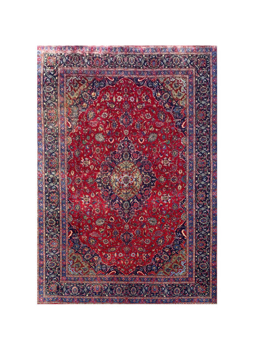 Amazing Hand Knotted Vintage Qashoun Wool Area Rug 11.4 x 8.2 Ft