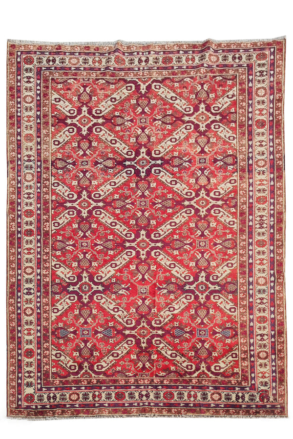 Authentic Hand Knotted Vintage Azarbaijan Wool Area Rug 7.8 x 5.5 Ft (1426 Ger-4)