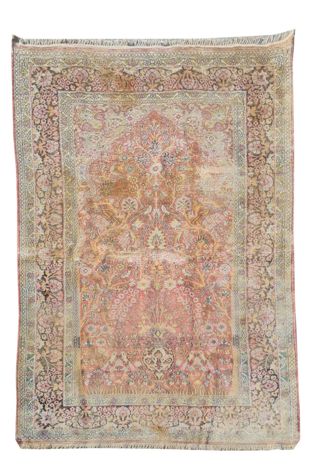 Amazing Hand Knotted Antique Traditional Tribal Kashmir Pictorial Silk Area Rug 6 x 4 Ft