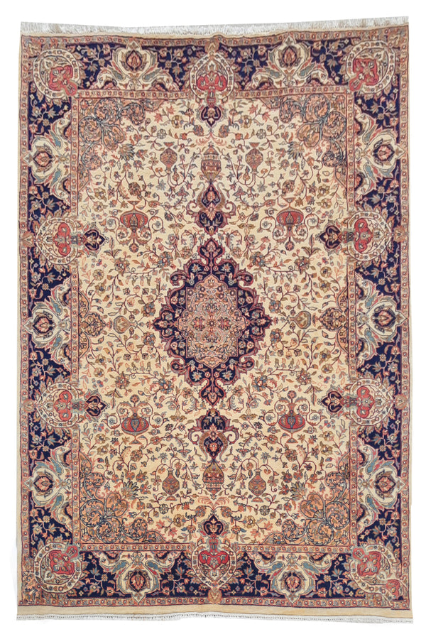 Authentic Hand Knotted Vintage Tabreez Wool Area Rug 8.2 x 5.8 Ft (1390 Ger-4)