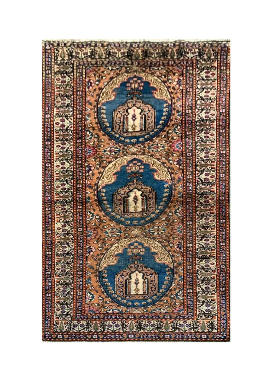 Amazing Hand Knotted Vintage Hareez Wool Area Runner Rug 7.1 x 2.11 Ft