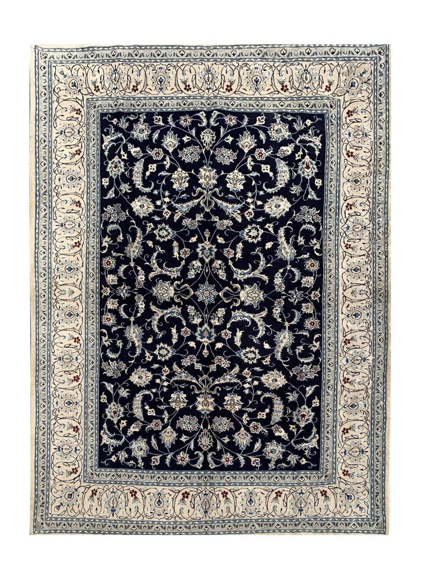 Amazing Hand Knotted Vintage Naeen Wool Area Rug 11.1 x 7.11 Ft