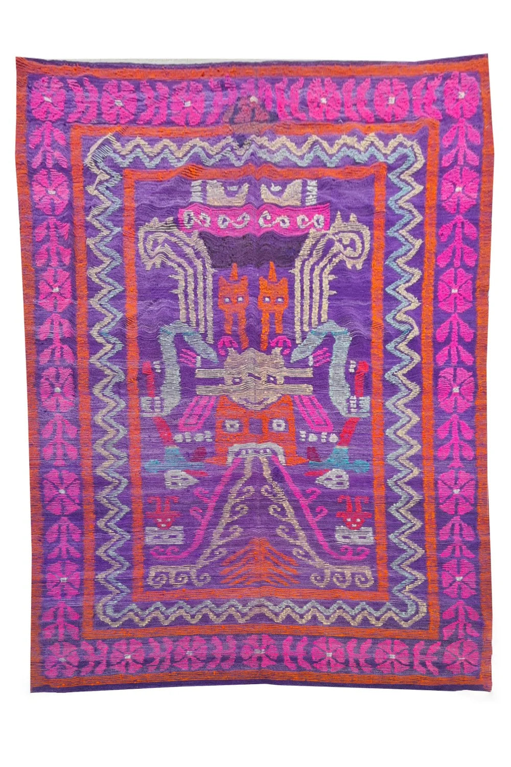 Amazing Hand Knotted Vintage Flat Weave Kilim Kilm Wool Area Rug 8 x 6 Ft