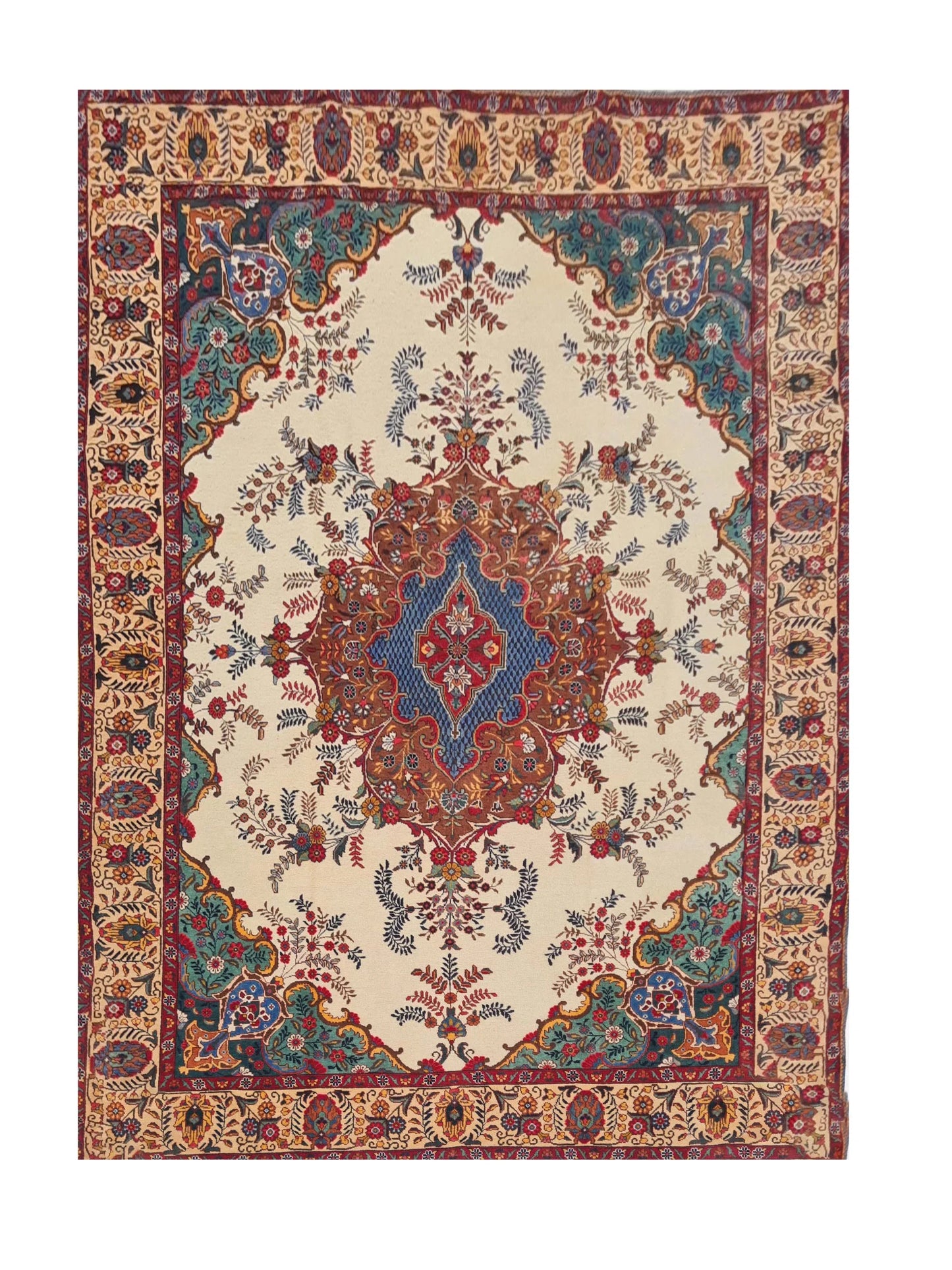 Amazing Hand Knotted Vintage Tabreez Wool Area Rug 12.7 x 9.7 Ft