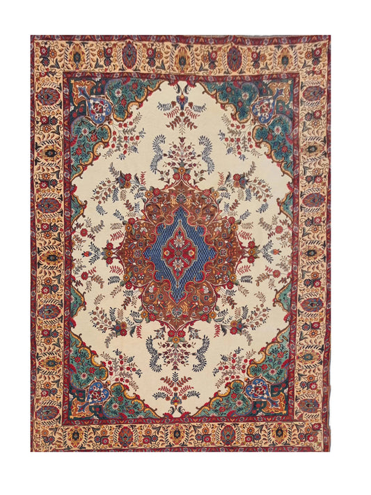 Amazing Hand Knotted Vintage Tabreez Wool Area Rug 12.7 x 9.7 Ft