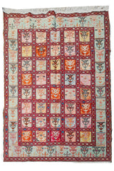 Fine Quality Hand Knotted Veg Dyed Soumak Pictorial Silk Kilim Area Rug 6 x 4 Ft (916 KHI)
