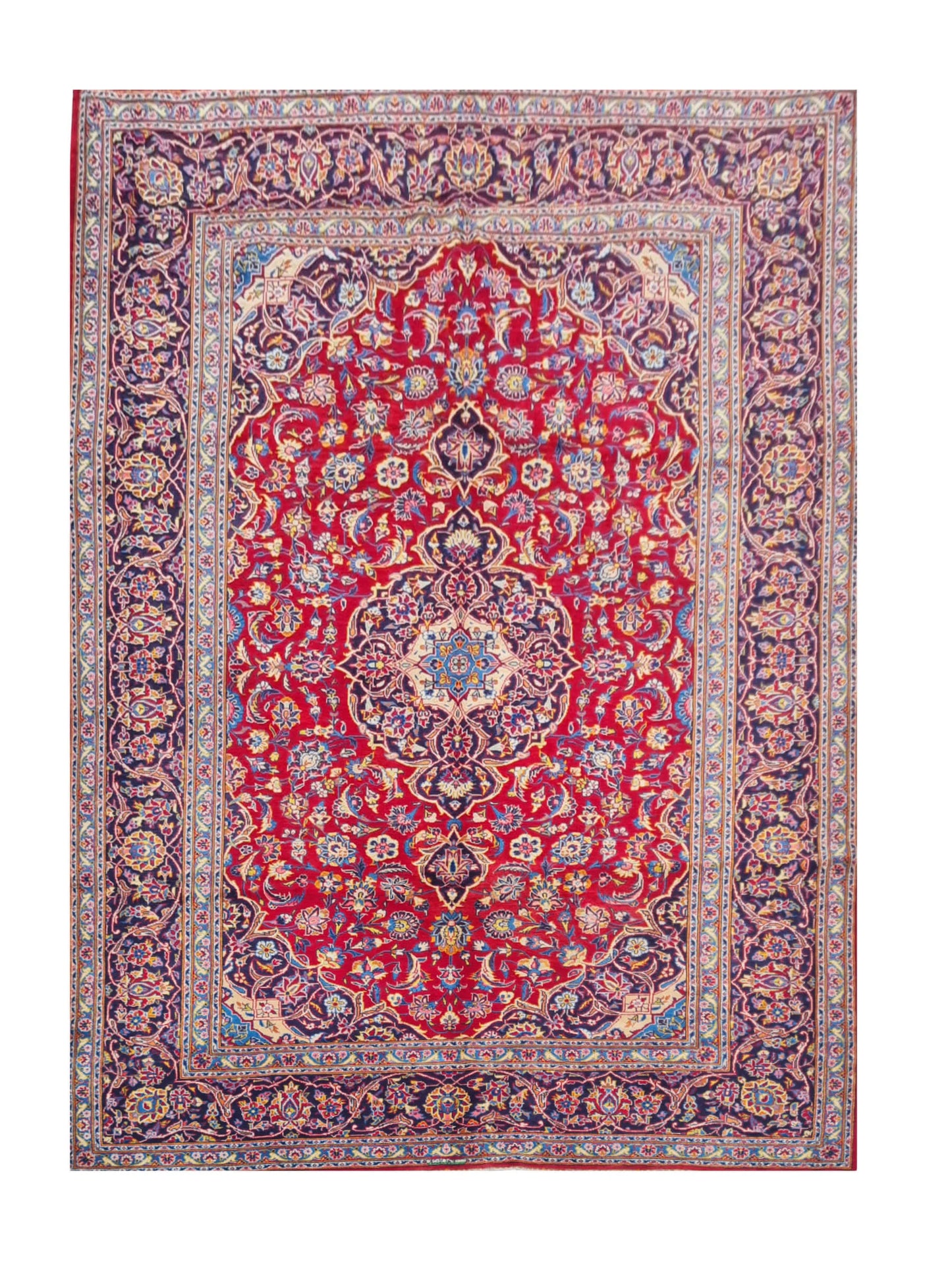 Amazing Hand Knotted Vintage Qashoun Wool Area Rug 10.8 x 7.7 Ft