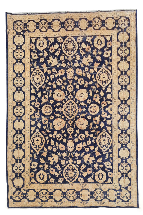 Authentic Hand Knotted Vintage Afghan Chobi Wool Area Rug 11.5 x 8.4 Ft (1520 Ger-4)