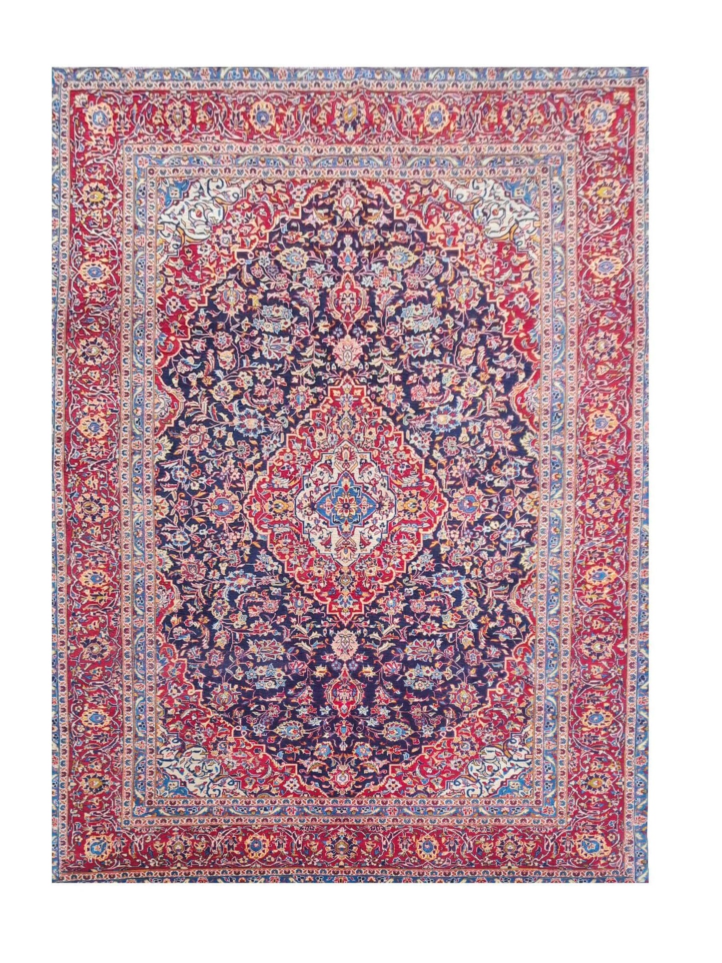 Amazing Hand Knotted Antique Qashoun Wool Area Rug 12.8 x 7.9 Ft