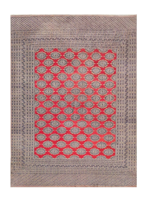 Amazing Hand Knotted Vintage Bokhara Jhaldar Wool Area Rug 11.11 x 9.5 Ft