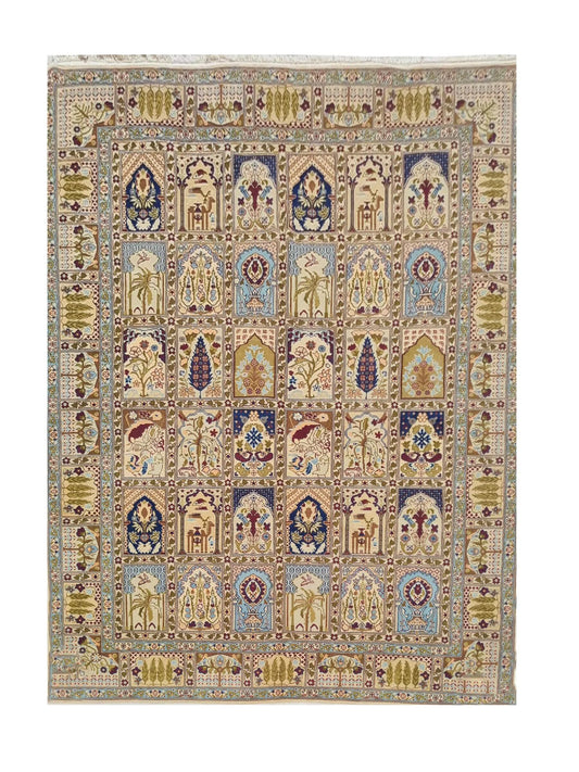 Amazing Hand Knotted Vintage Morocco Pictorial Wool Area Rug 11.3 x 8.3 Ft