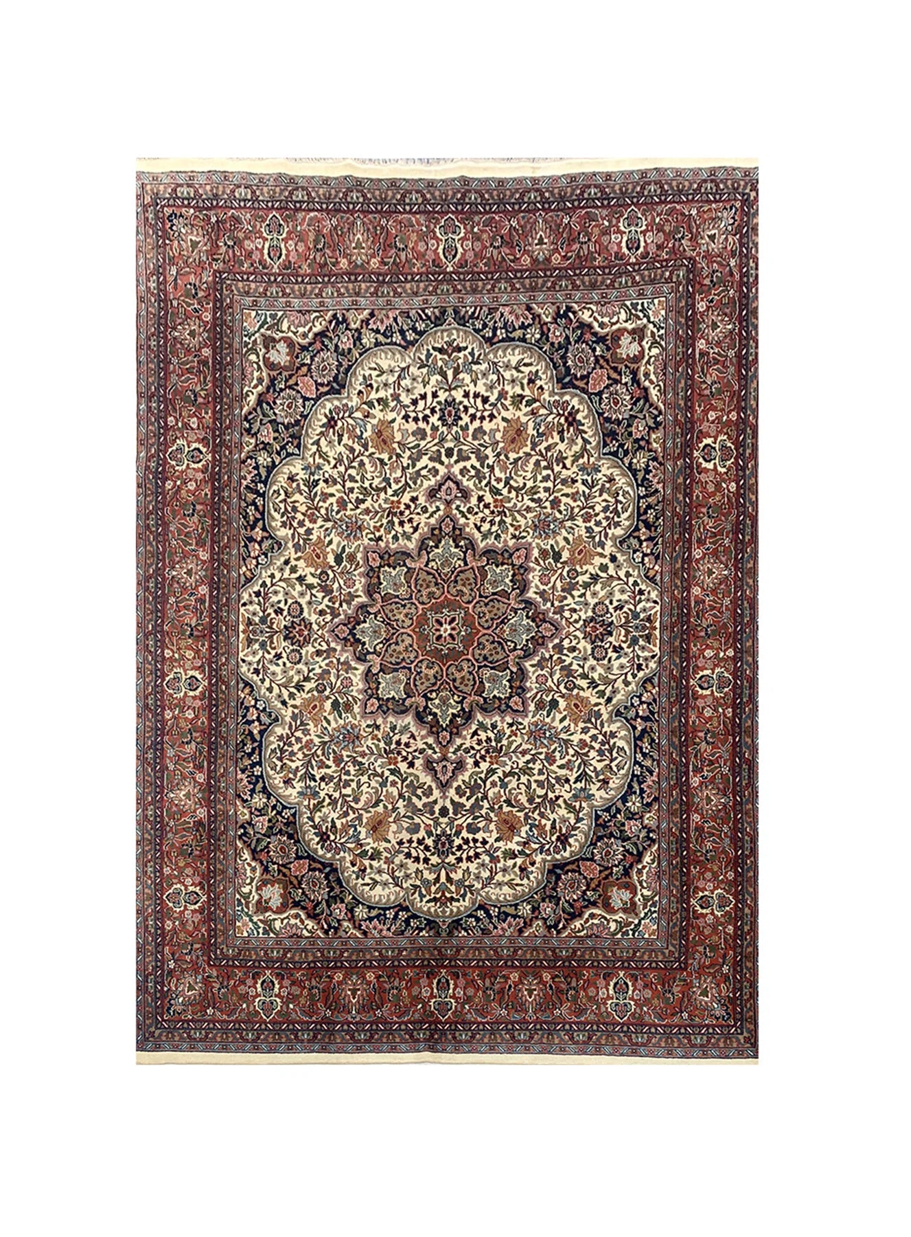 Amazing Hand Knotted Vintage Tabreez Wool Area Rug 9.7 x 8.2 Ft