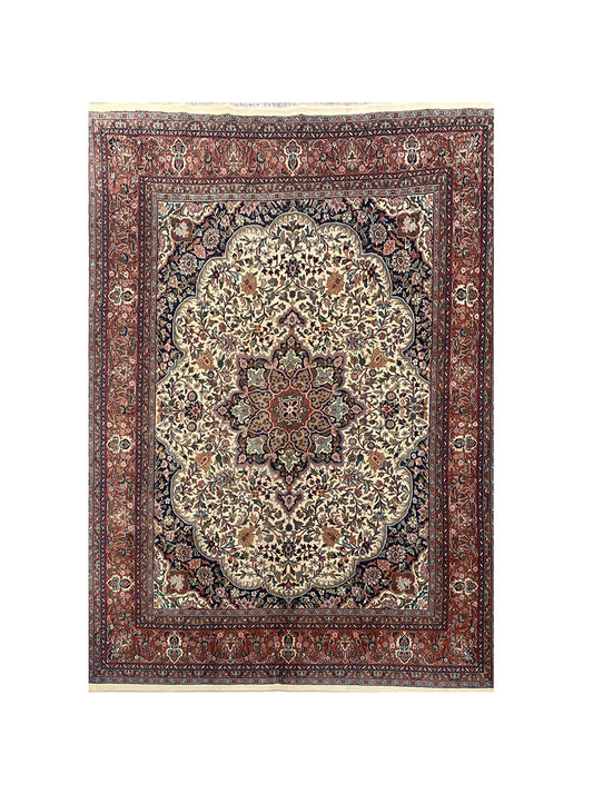 Amazing Hand Knotted Vintage Tabreez Wool Area Rug 9.7 x 8.2 Ft