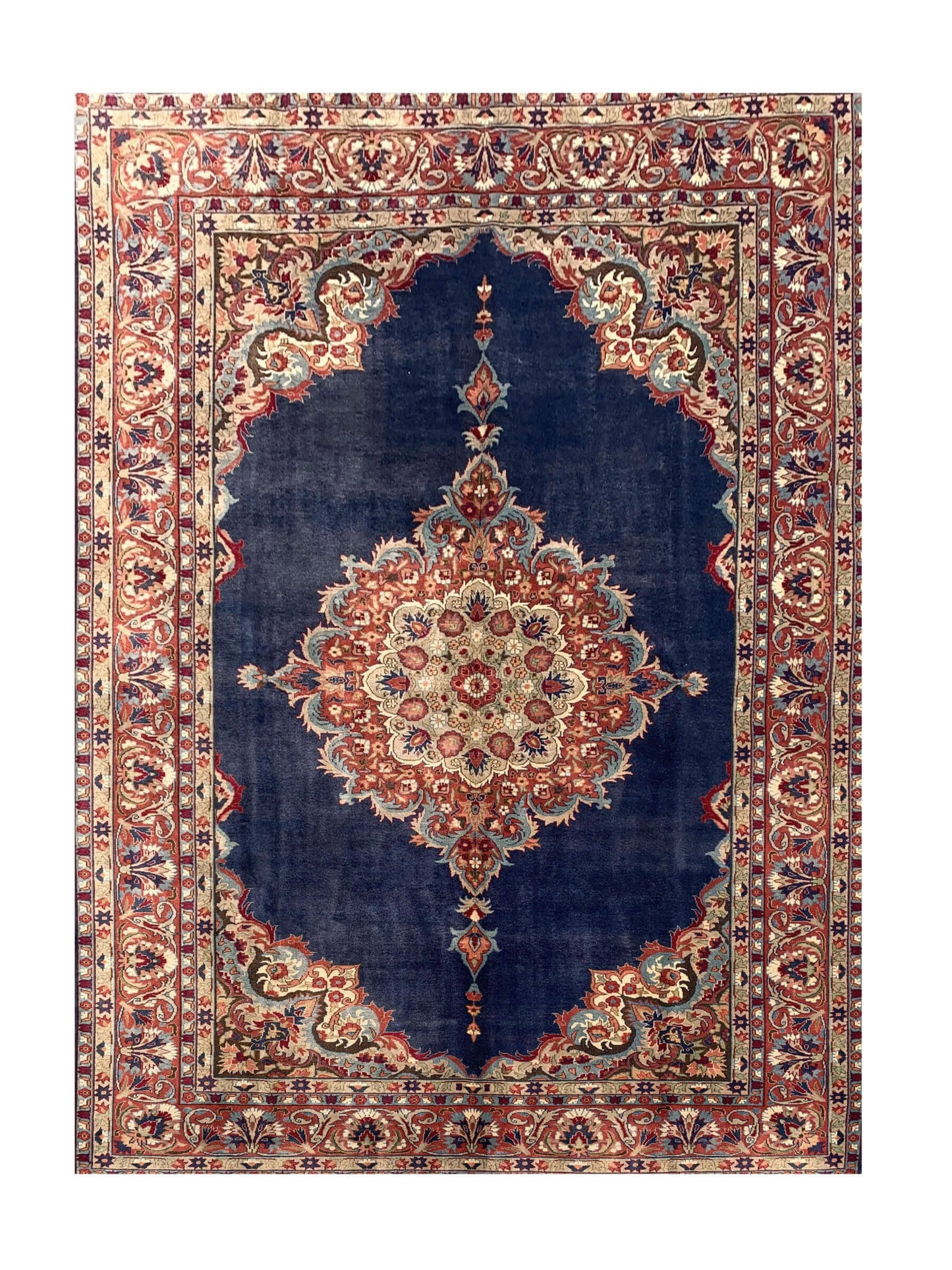 Amazing Hand Knotted Vintage Tabreez Wool Area Rug 9.10 x 6.9 Ft