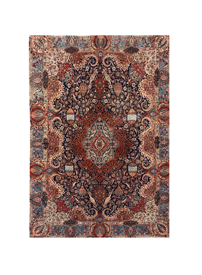 Amazing Hand Knotted Vintage Qashmour Hunting Pictorial Wool Area Rug 12.2 x 8.5 Ft
