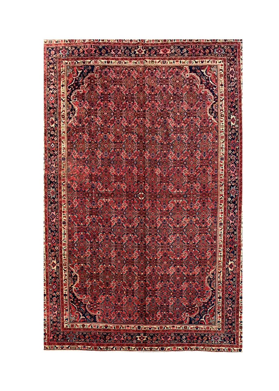 Authentic Hand Knotted Vintage Hamidoun Wool Area Rug 11.11 x 9.1 Ft