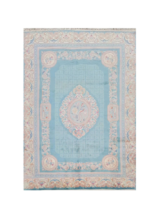 Authentic Hand Knotted Vintage Tibet Pictorial Wool Area Rug 10.11 x 8.1 Ft (1535 Ger-4)