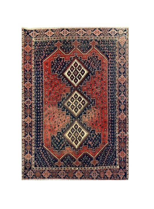 Amazing Hand Knotted Vintage Afshour Pictorial Wool Area Rug 6.5 x 5.4 Ft