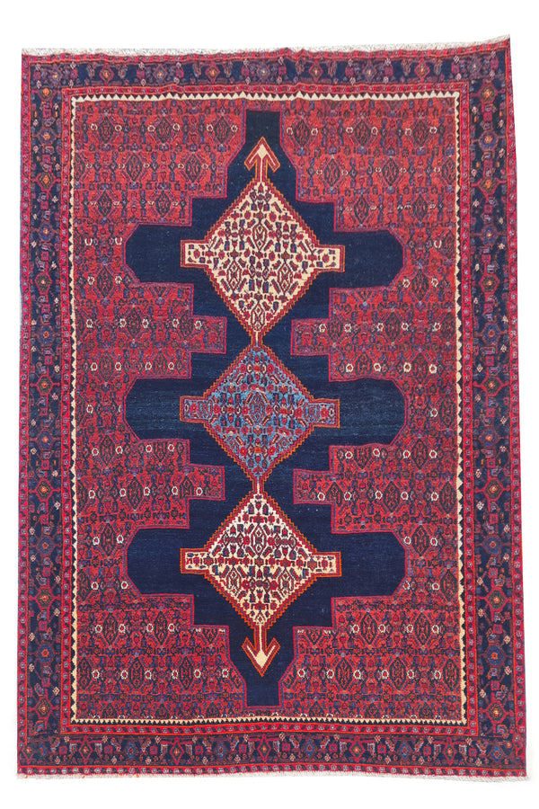 Authentic Hand Knotted Vintage Ceena Wool Area Rug 6.7 x 5.0 Ft (1809 Ger-4)