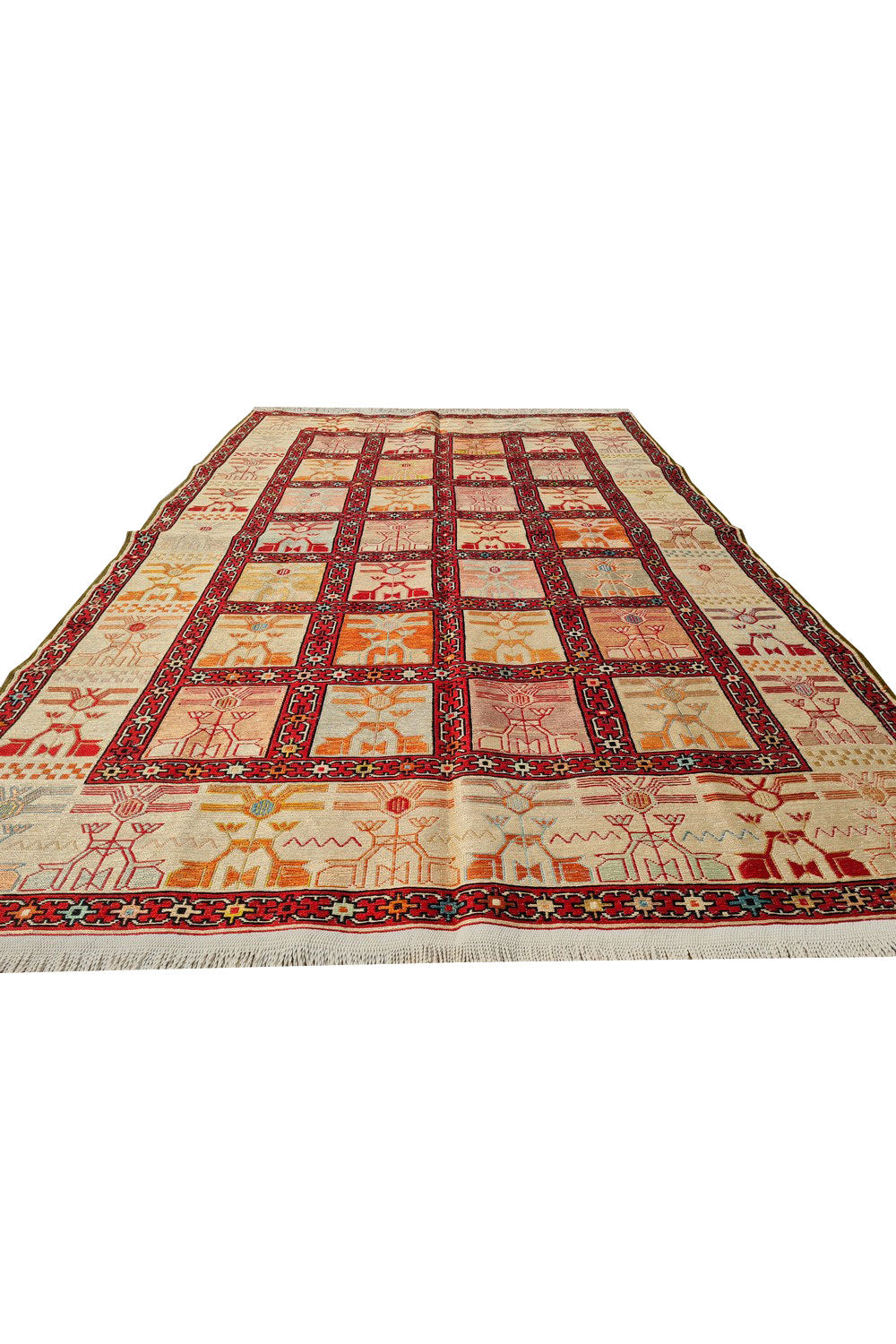 Fine Quality Hand Knotted Veg Dyed Soumak Pictorial Silk Kilim Area Rug 6 x 4 Ft (907 KHI)