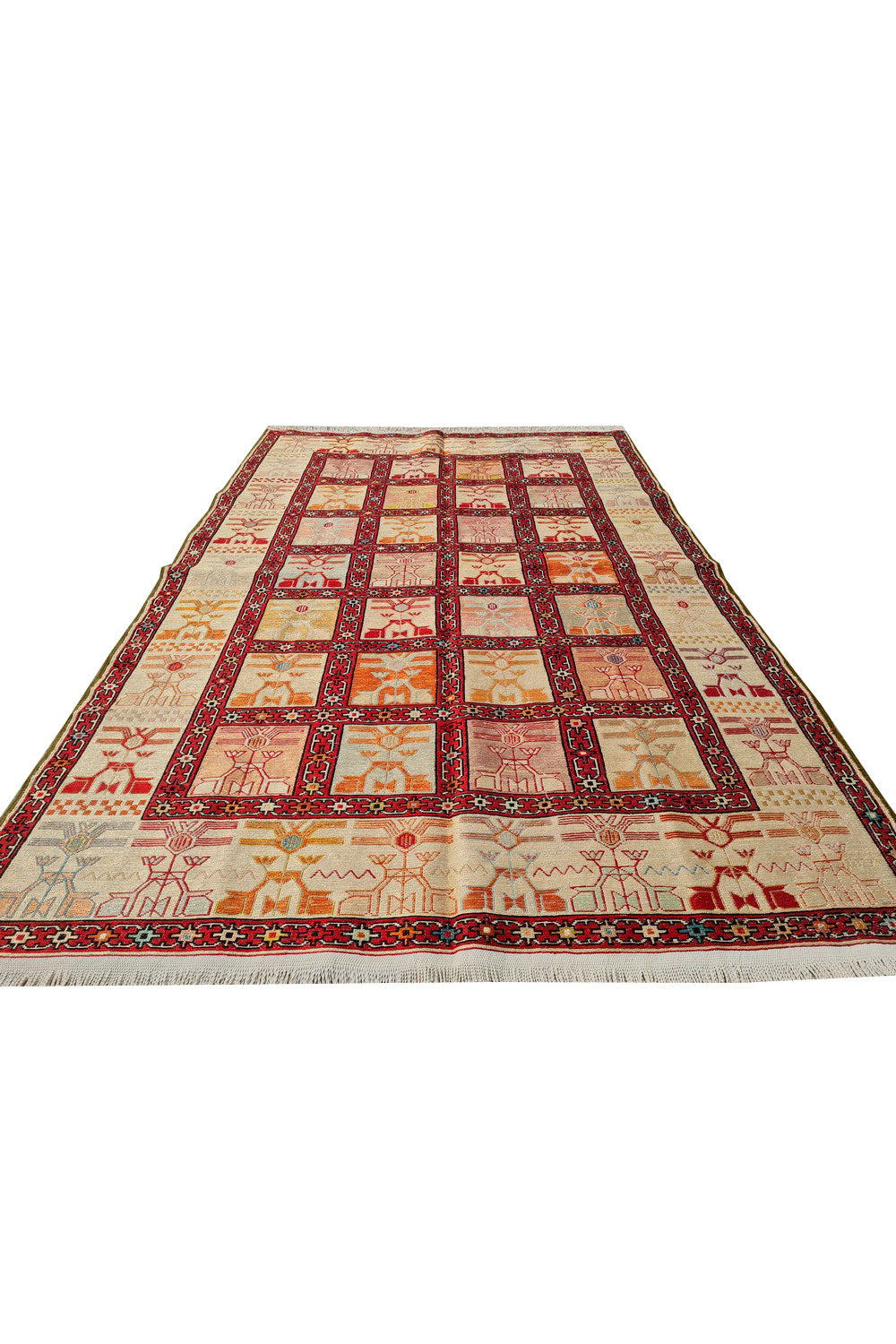Fine Quality Hand Knotted Veg Dyed Soumak Pictorial Silk Kilim Area Rug 6 x 4 Ft (907 KHI)