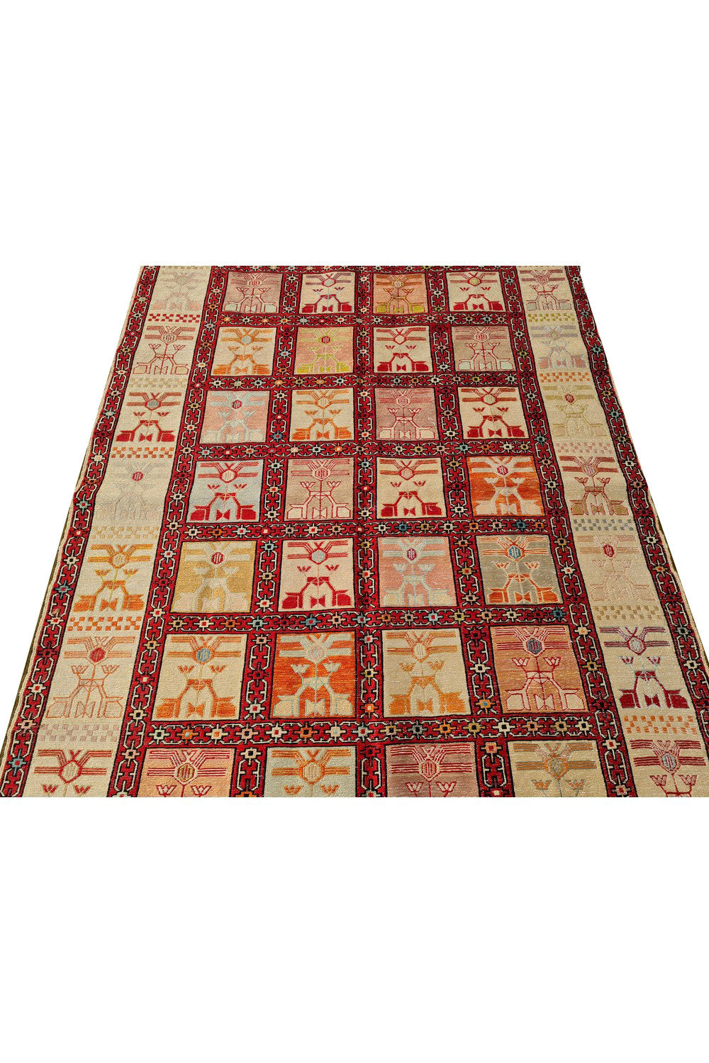 Fine Quality Hand Knotted Veg Dyed Soumak Pictorial Silk Kilim Area Rug 6 x 4 Ft (907 KHI)