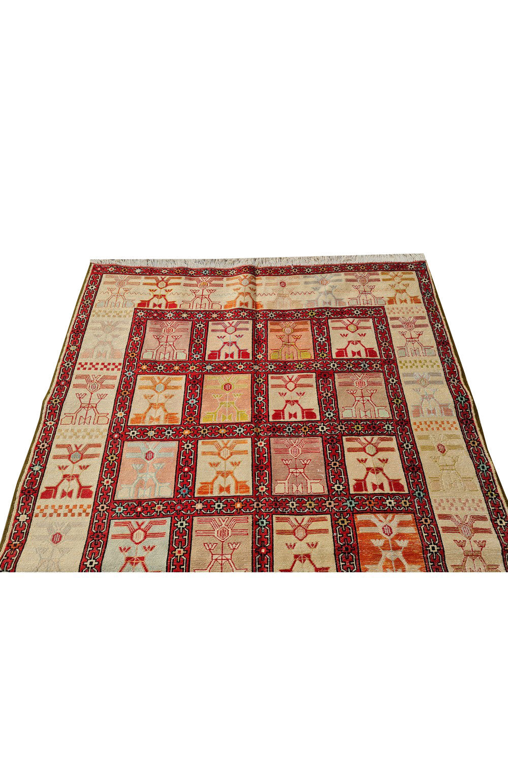 Fine Quality Hand Knotted Veg Dyed Soumak Pictorial Silk Kilim Area Rug 6 x 4 Ft (907 KHI)