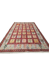 Fine Quality Hand Knotted Veg Dyed Soumak Pictorial Silk Kilim Area Rug 6 x 4 Ft (909 KHI)