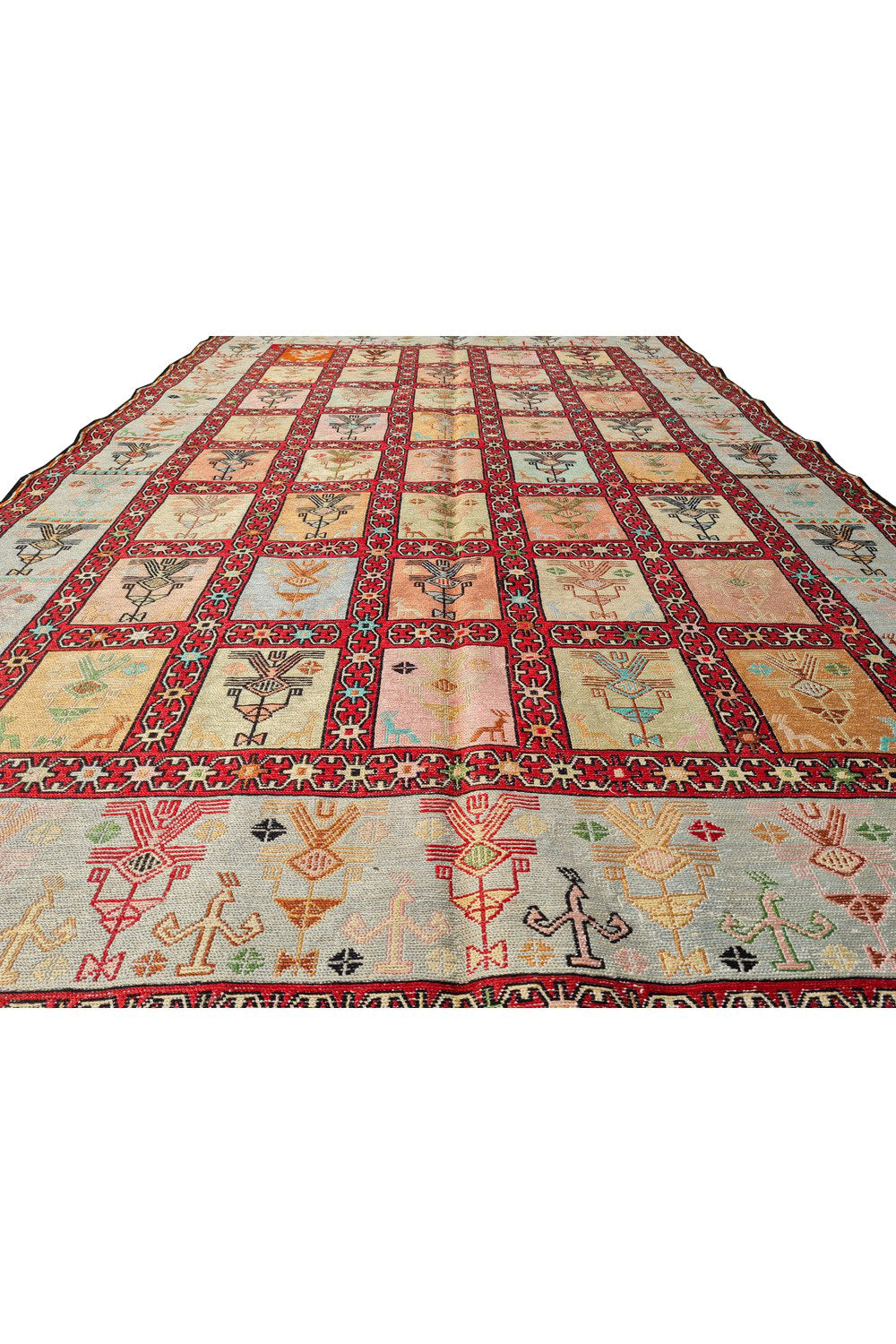 Fine Quality Hand Knotted Veg Dyed Soumak Pictorial Silk Kilim Area Rug 6 x 4 Ft (909 KHI)