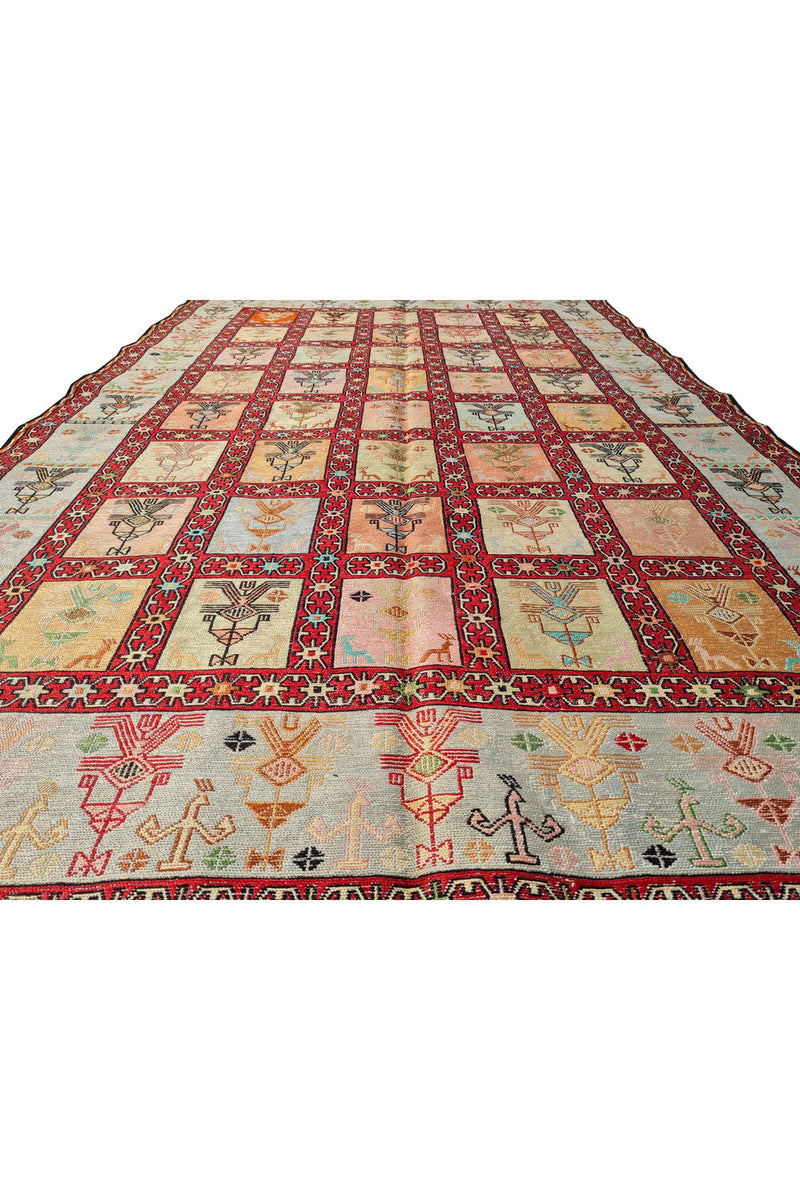 Fine Quality Hand Knotted Veg Dyed Soumak Pictorial Silk Kilim Area Rug 6 x 4 Ft (909 KHI)
