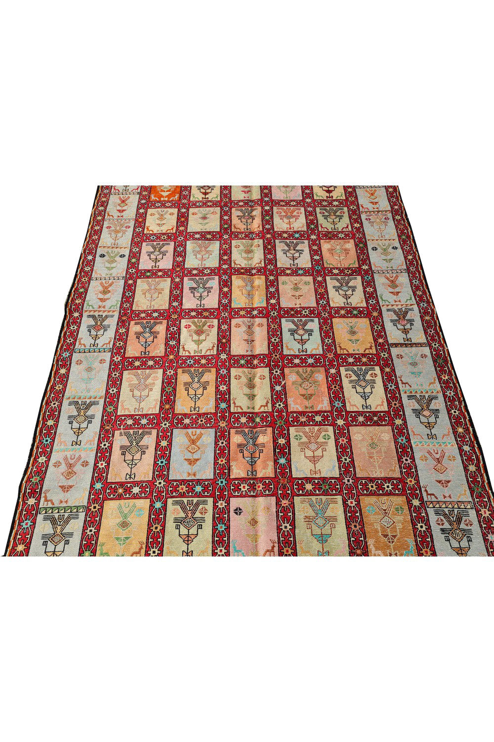Fine Quality Hand Knotted Veg Dyed Soumak Pictorial Silk Kilim Area Rug 6 x 4 Ft (909 KHI)