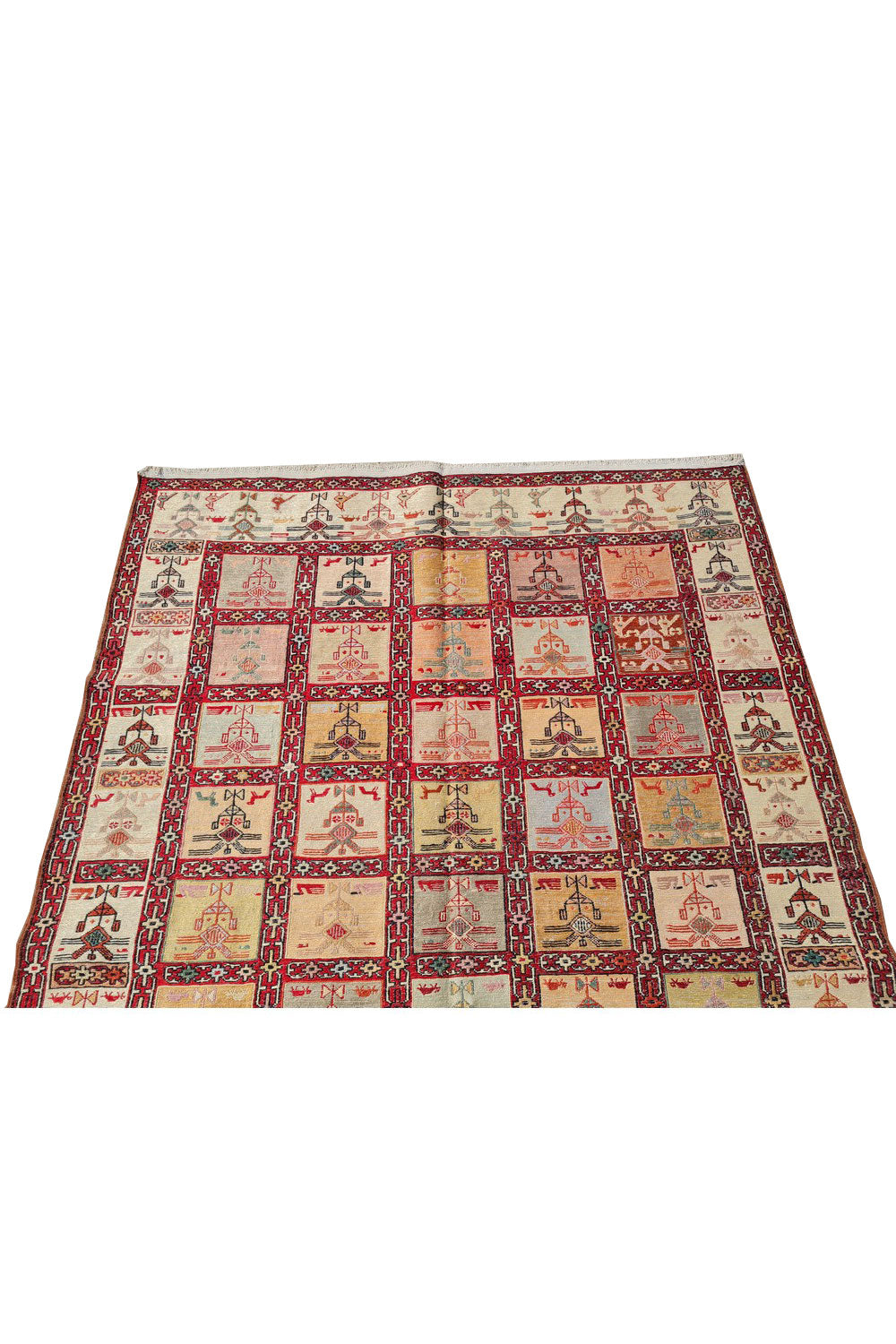Fine Quality Hand Knotted Veg Dyed Soumak Pictorial Silk Kilim Area Rug 6 x 4 Ft (913 KHI)