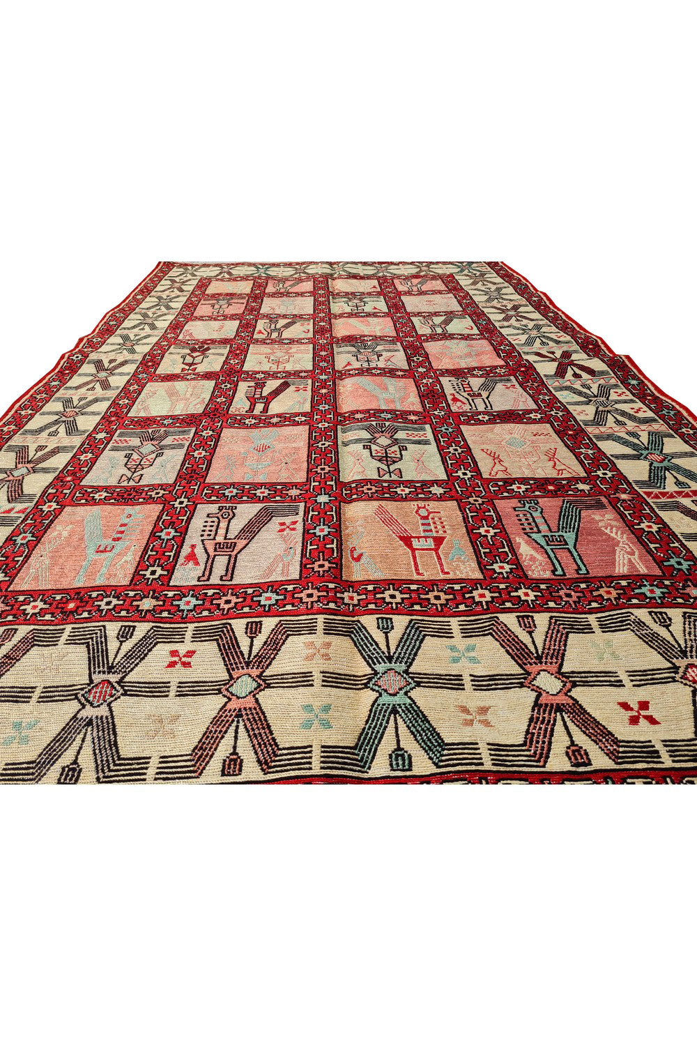 Fine Quality Hand Knotted Veg Dyed Soumak Pictorial silk Kilim Area Rug 6 x 4 Ft (914 KHI)