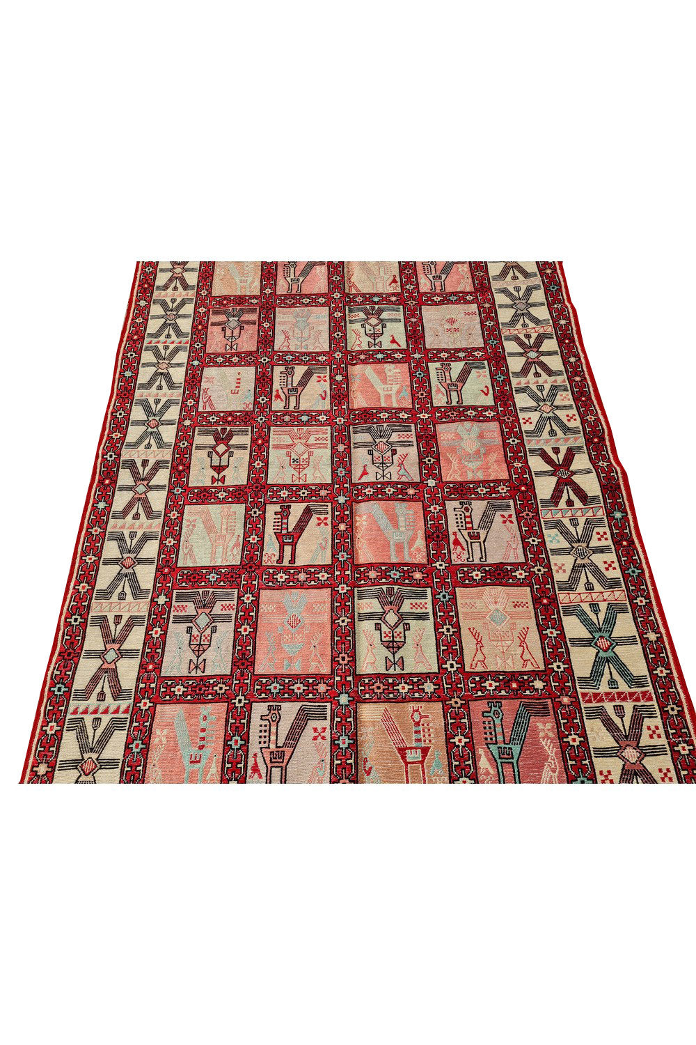 Fine Quality Hand Knotted Veg Dyed Soumak Pictorial silk Kilim Area Rug 6 x 4 Ft (914 KHI)