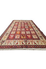 Fine Quality Hand Knotted Veg Dyed Soumak Pictorial Silk Kilim Area Rug 6 x 4 Ft (915 KHI)