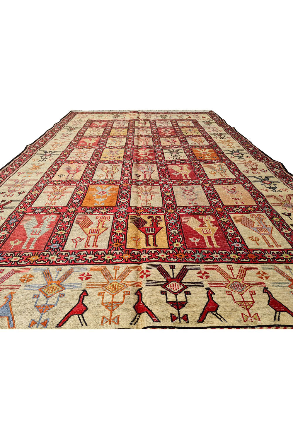 Fine Quality Hand Knotted Veg Dyed Soumak Pictorial Silk Kilim Area Rug 6 x 4 Ft (915 KHI)