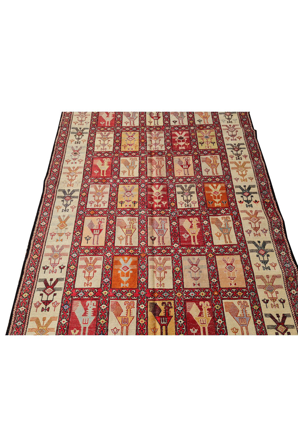 Fine Quality Hand Knotted Veg Dyed Soumak Pictorial Silk Kilim Area Rug 6 x 4 Ft (915 KHI)