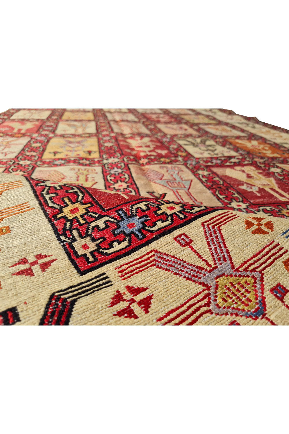 Fine Quality Hand Knotted Veg Dyed Soumak Pictorial Silk Kilim Area Rug 6 x 4 Ft (915 KHI)