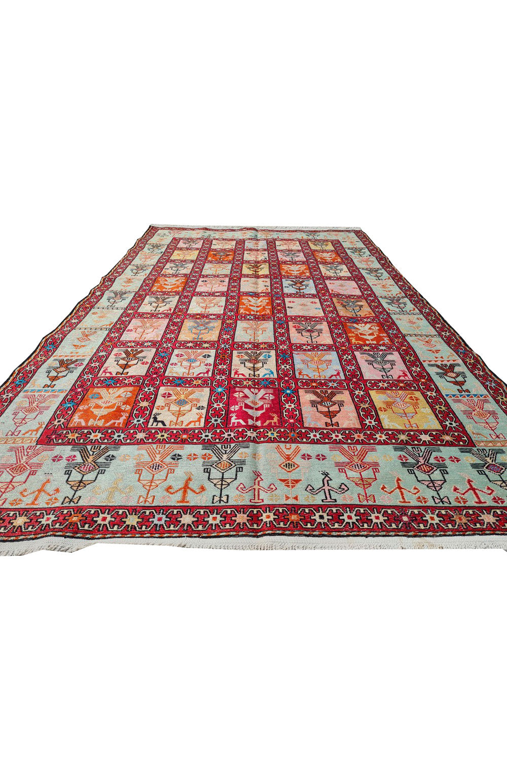 Fine Quality Hand Knotted Veg Dyed Soumak Pictorial Silk Kilim Area Rug 6 x 4 Ft (916 KHI)